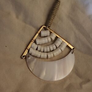 Paparazzi Gold and Cream Geometric Shell Necklace